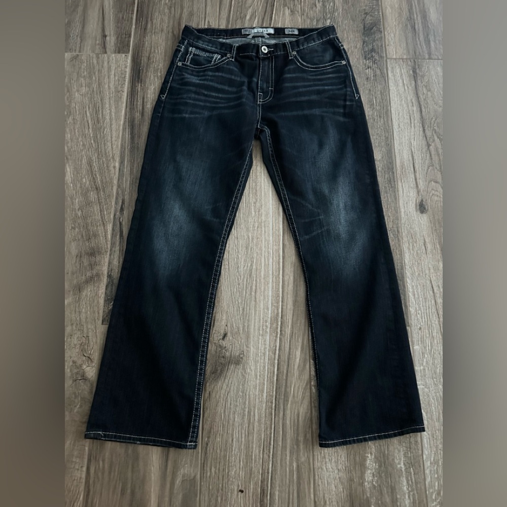 BKE Denim Derek Dark Wash Bootleg Jeans.